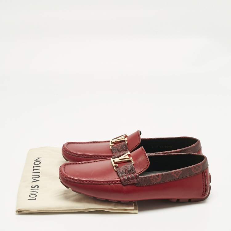 Pre Owned Louis Vuitton Red Leather Monte Carlo Loafers Size 41