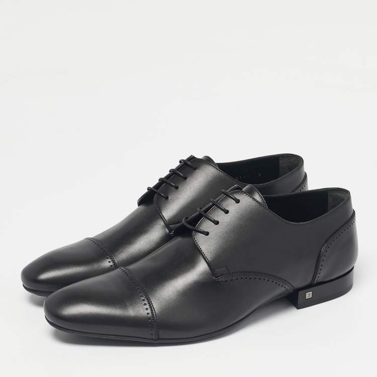 Pre Owned Louis Vuitton Black Leather Lace Up Derby Size 43