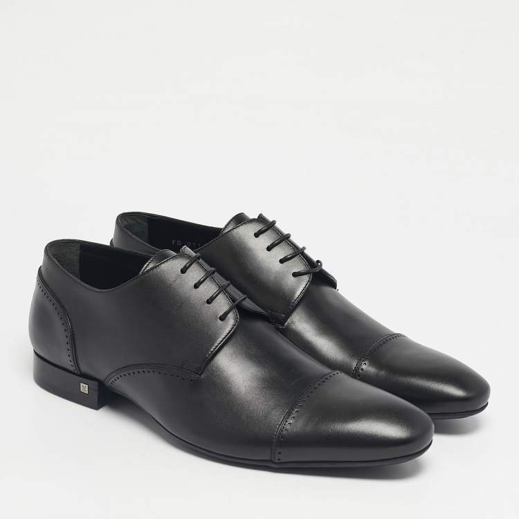 Pre Owned Louis Vuitton Black Leather Lace Up Derby Size 43
