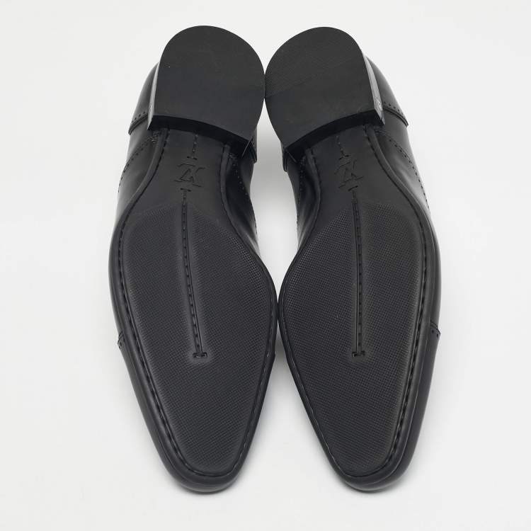 Pre Owned Louis Vuitton Black Leather Lace Up Derby Size 43