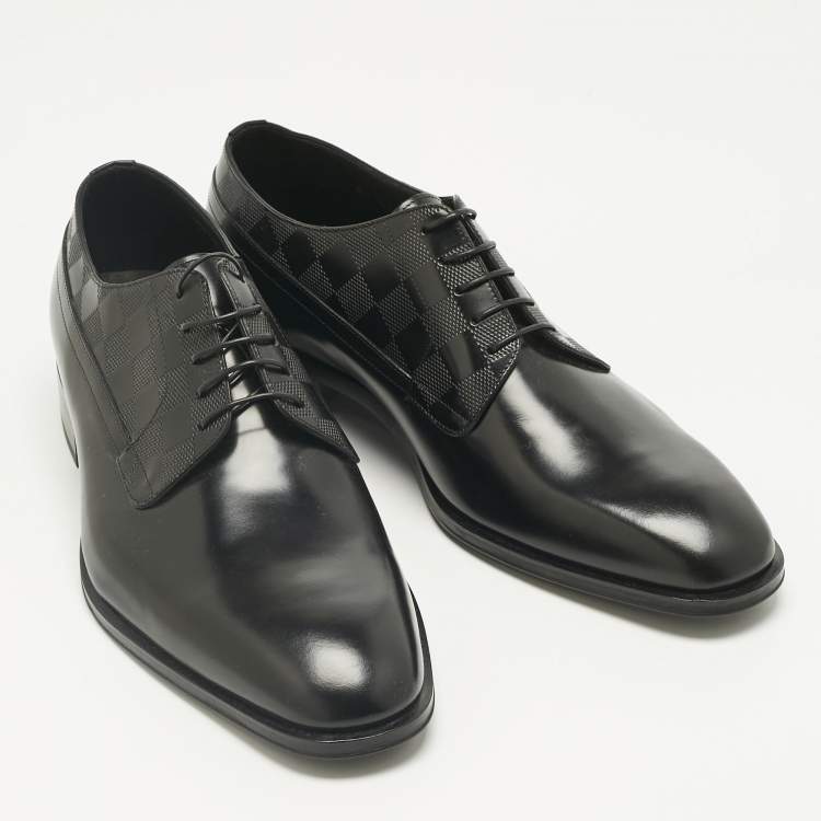 مملوكة مسبقًا Louis Vuitton Black Damier Leather Haussmann Derby Size 42.5