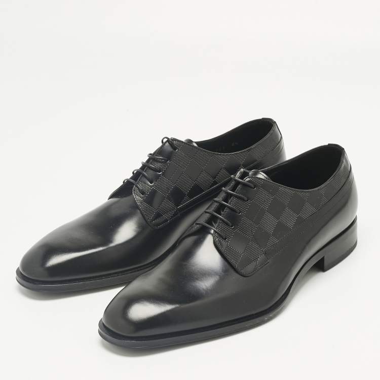 مملوكة مسبقًا Louis Vuitton Black Damier Leather Haussmann Derby Size 42.5