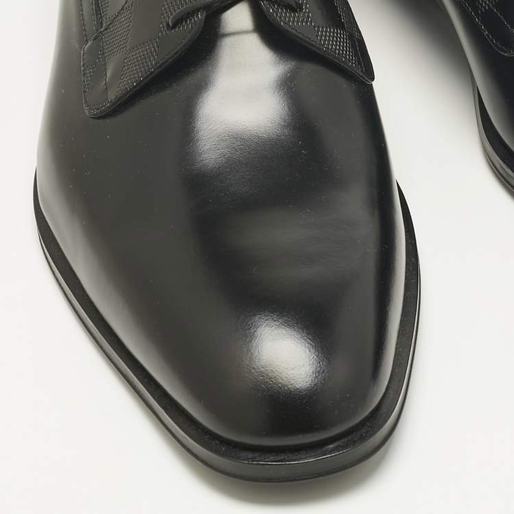 مملوكة مسبقًا Louis Vuitton Black Damier Leather Haussmann Derby Size 42.5