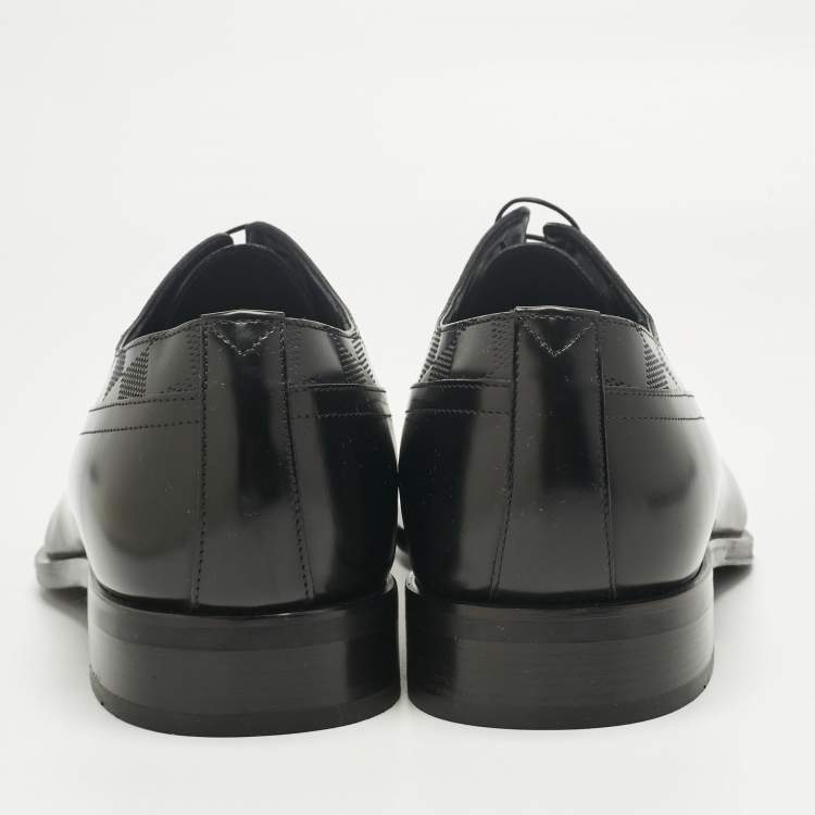 مملوكة مسبقًا Louis Vuitton Black Damier Leather Haussmann Derby Size 42.5
