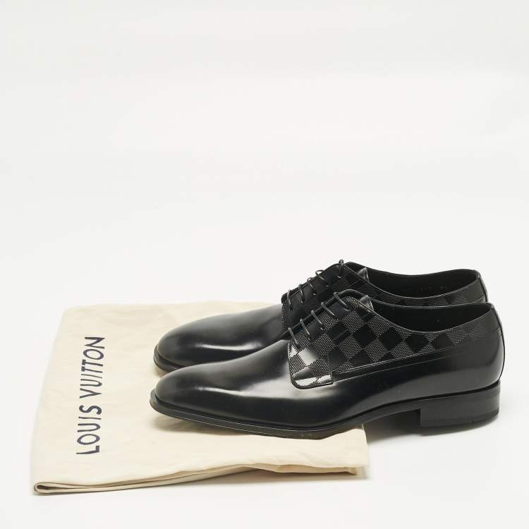 مملوكة مسبقًا Louis Vuitton Black Damier Leather Haussmann Derby Size 42.5