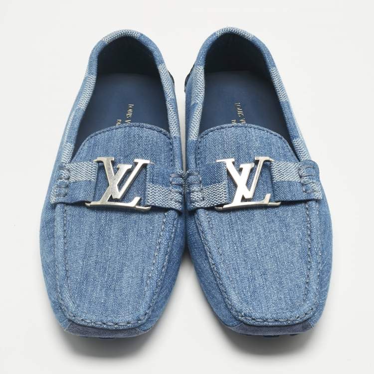 Pre Owned Louis Vuitton Blue Denim Monte Carlo Loafers Size 41