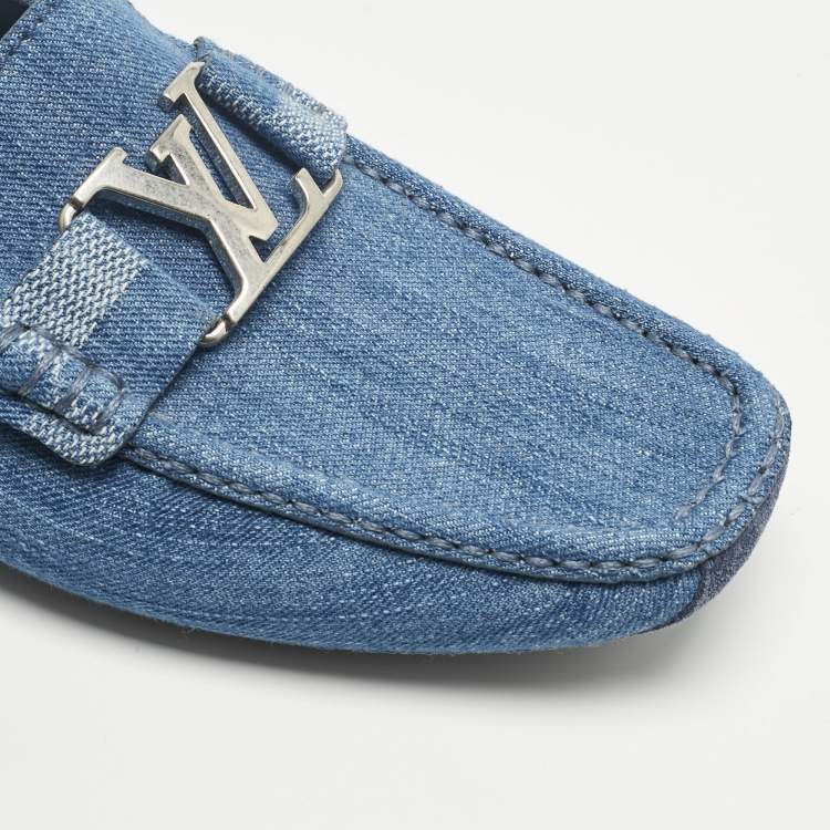 Pre Owned Louis Vuitton Blue Denim Monte Carlo Loafers Size 41
