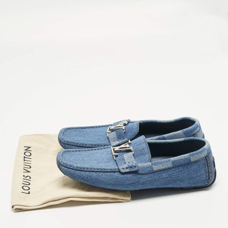 Pre Owned Louis Vuitton Blue Denim Monte Carlo Loafers Size 41
