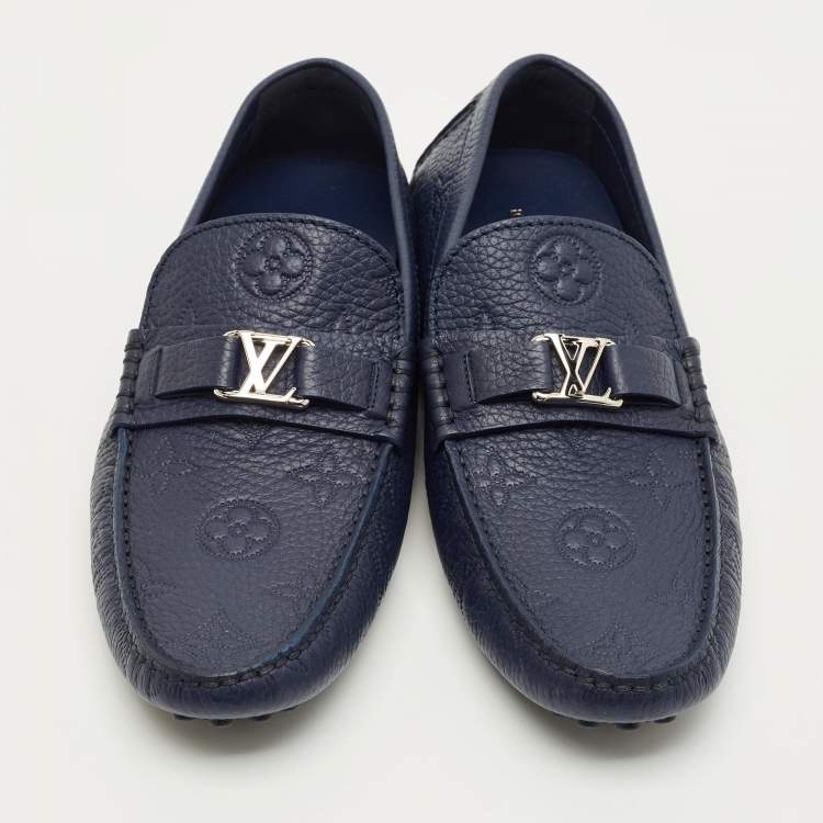 Pre Owned Louis Vuitton Hockenheim Size 43.5 Navy Blue Leather Loafers