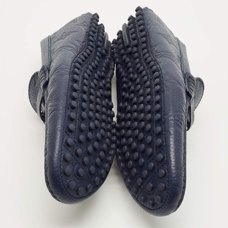 Pre Owned Louis Vuitton Hockenheim Size 43.5 Navy Blue Leather Loafers