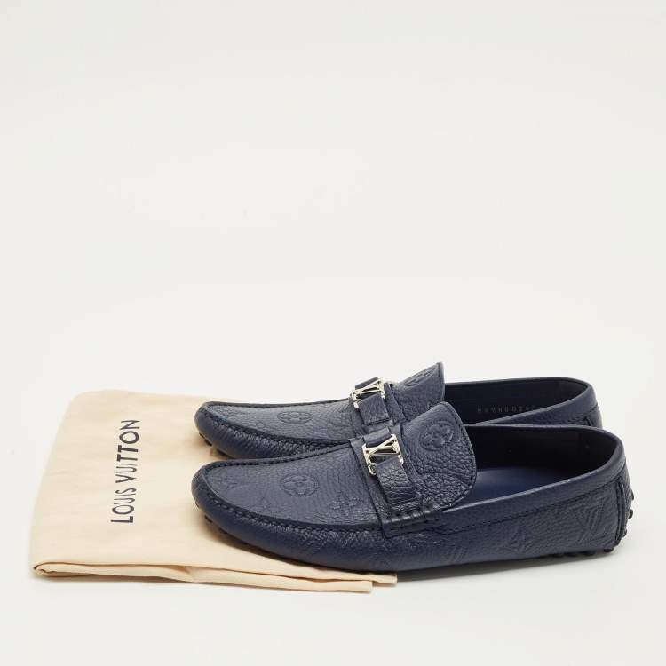 Pre Owned Louis Vuitton Hockenheim Size 43.5 Navy Blue Leather Loafers