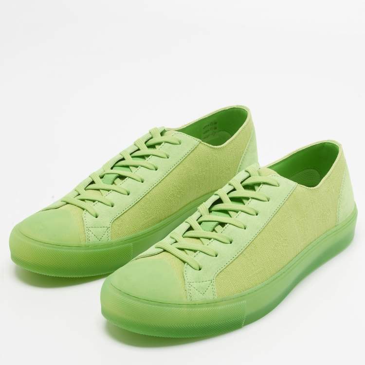 Pre Owned Louis Vuitton Tattoo Size 43 Green Monogram Canvas and Suede Low Top Sneakers