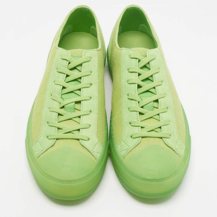 Pre Owned Louis Vuitton Tattoo Size 43 Green Monogram Canvas and Suede Low Top Sneakers