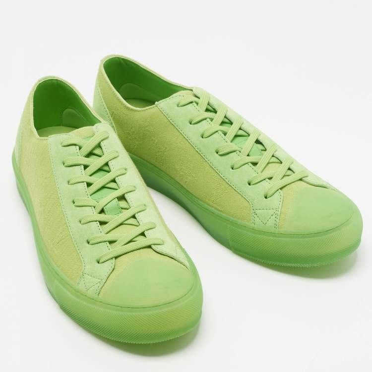 Pre Owned Louis Vuitton Tattoo Size 43 Green Monogram Canvas and Suede Low Top Sneakers