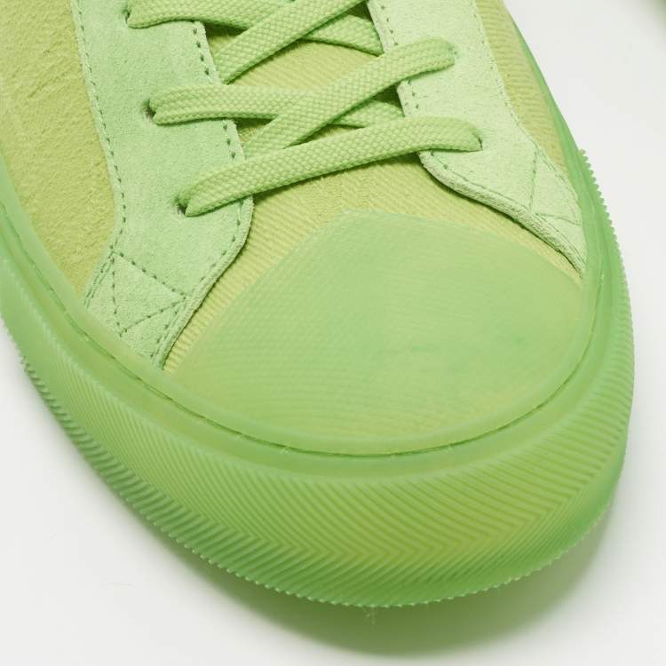 Pre Owned Louis Vuitton Tattoo Size 43 Green Monogram Canvas and Suede Low Top Sneakers