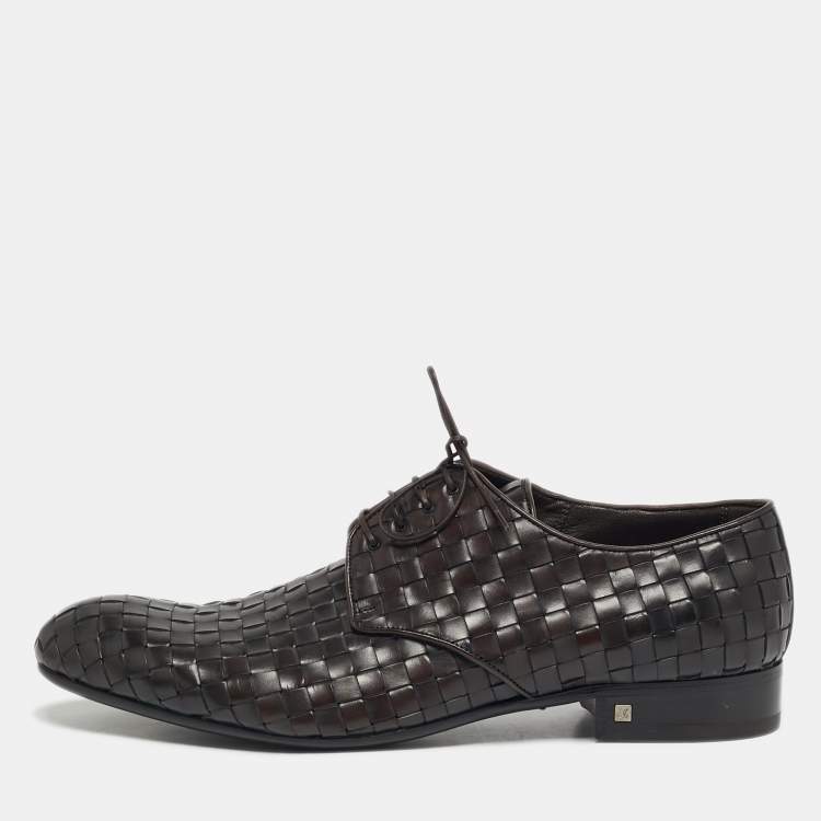 مملوكة مسبقًا Louis Vuitton Cary Size 42.5 Brown Woven Leather Derby