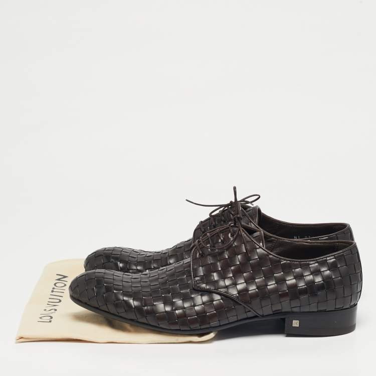 مملوكة مسبقًا Louis Vuitton Cary Size 42.5 Brown Woven Leather Derby
