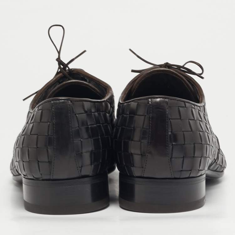 مملوكة مسبقًا Louis Vuitton Cary Size 42.5 Brown Woven Leather Derby