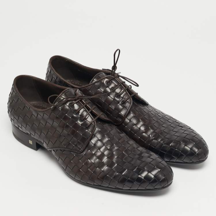 مملوكة مسبقًا Louis Vuitton Cary Size 42.5 Brown Woven Leather Derby