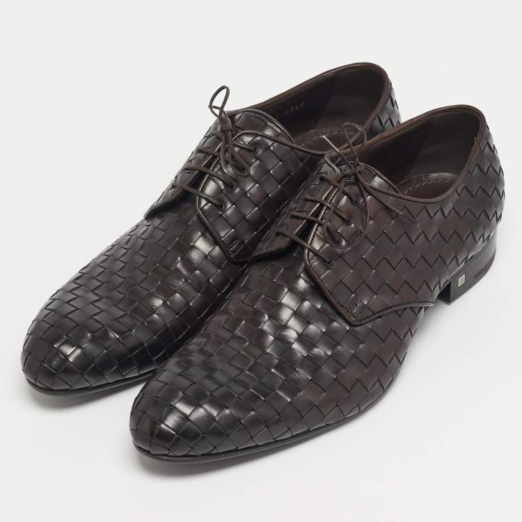 مملوكة مسبقًا Louis Vuitton Cary Size 42.5 Brown Woven Leather Derby