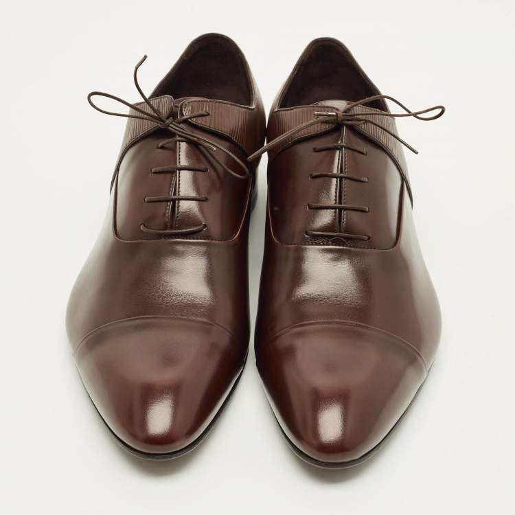 Pre Owned حذاء أوكسفورد لوي فيتون برباط دامييه أسود منقوش مقاس 42