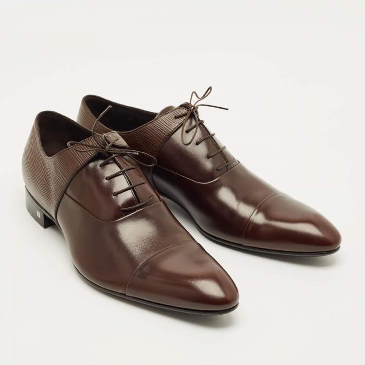 Pre Owned حذاء أوكسفورد لوي فيتون برباط دامييه أسود منقوش مقاس 42