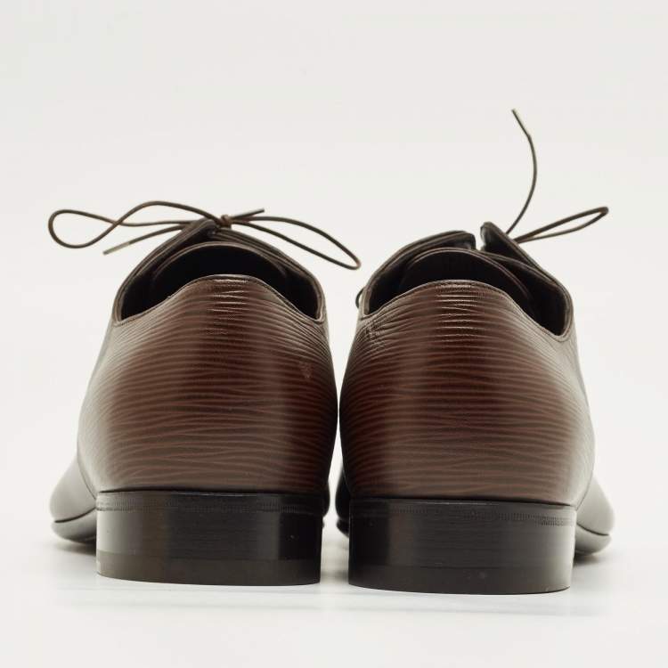 Pre Owned حذاء أوكسفورد لوي فيتون برباط دامييه أسود منقوش مقاس 42