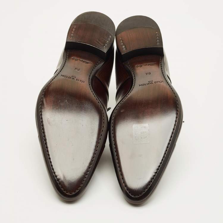 Pre Owned حذاء أوكسفورد لوي فيتون برباط دامييه أسود منقوش مقاس 42