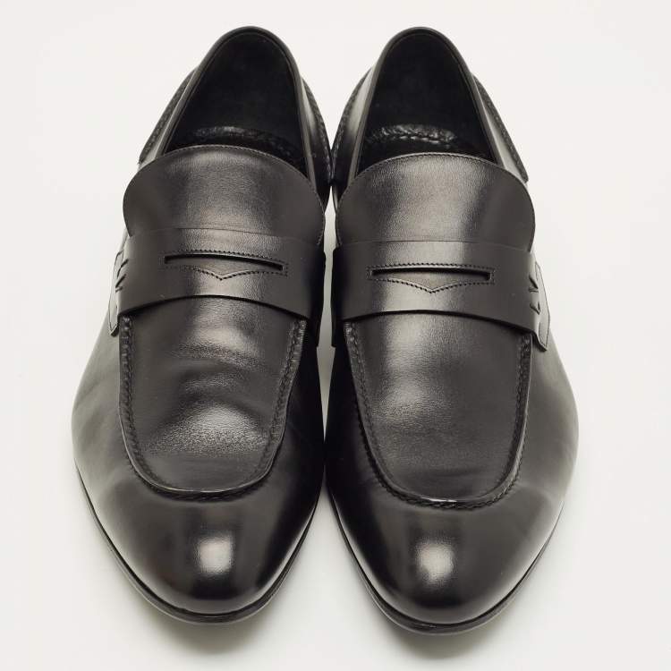 Pre Owned Louis Vuitton Sorbonne Size 43.5 Black Leather Loafers