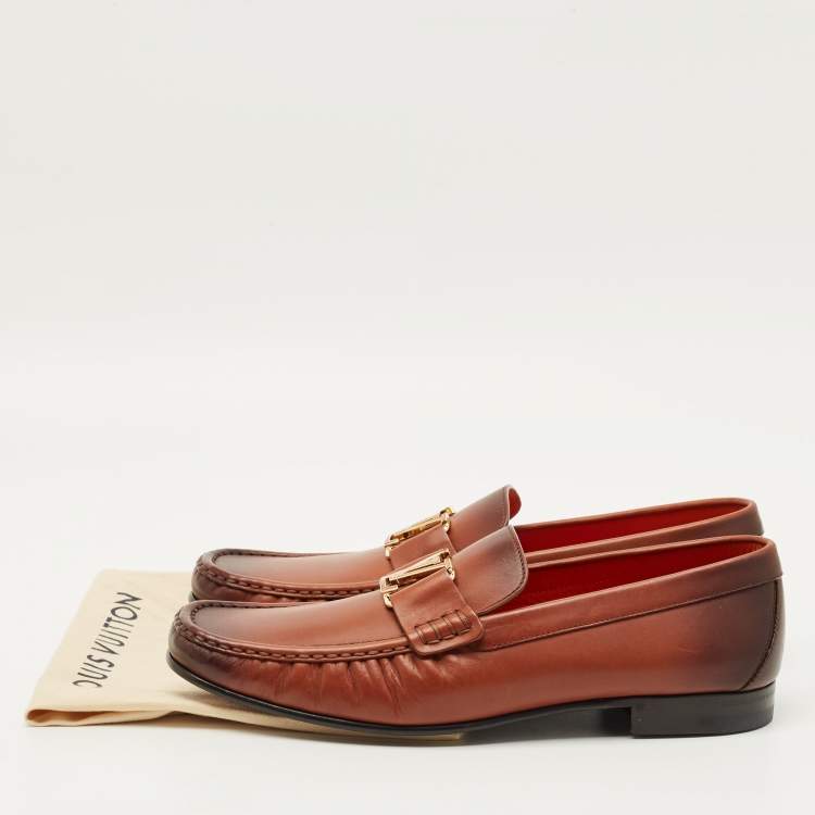 Pre Owned Louis Vuitton Monte Carlo Size 43 Brown Ombre Leather Slip On Loafers