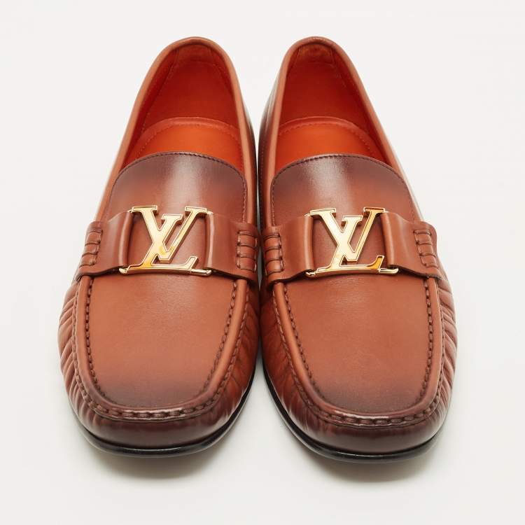 Pre Owned Louis Vuitton Monte Carlo Size 43 Brown Ombre Leather Slip On Loafers