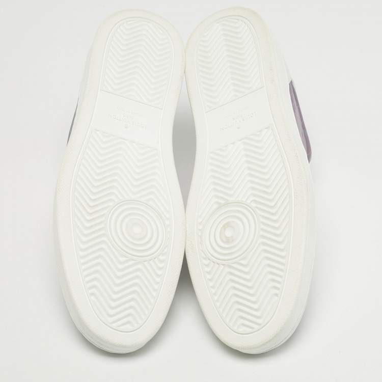 Pre Owned Louis Vuitton Rivoli Size 42.5 White/Iridescent Leather and Monogram PVC Low Top Sneakers
