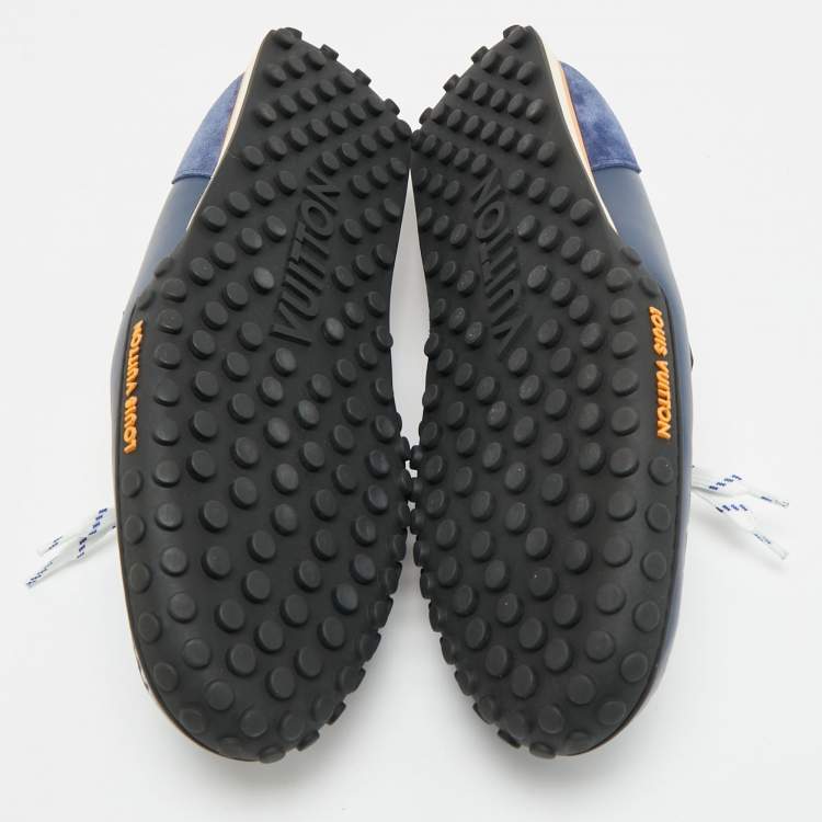 Pre Owned Louis Vuitton Racer Size 43 Blue/White Leather and Suede Loafers