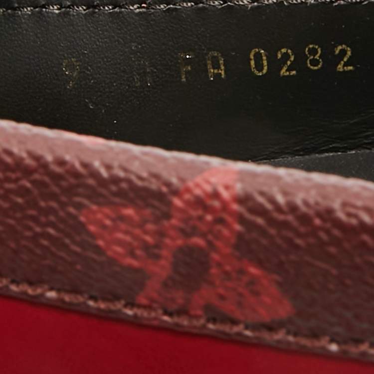 Pre Owned Louis Vuitton Monte Carlo Size 43 Burgundy Monogram Canvas and Leather Loafers