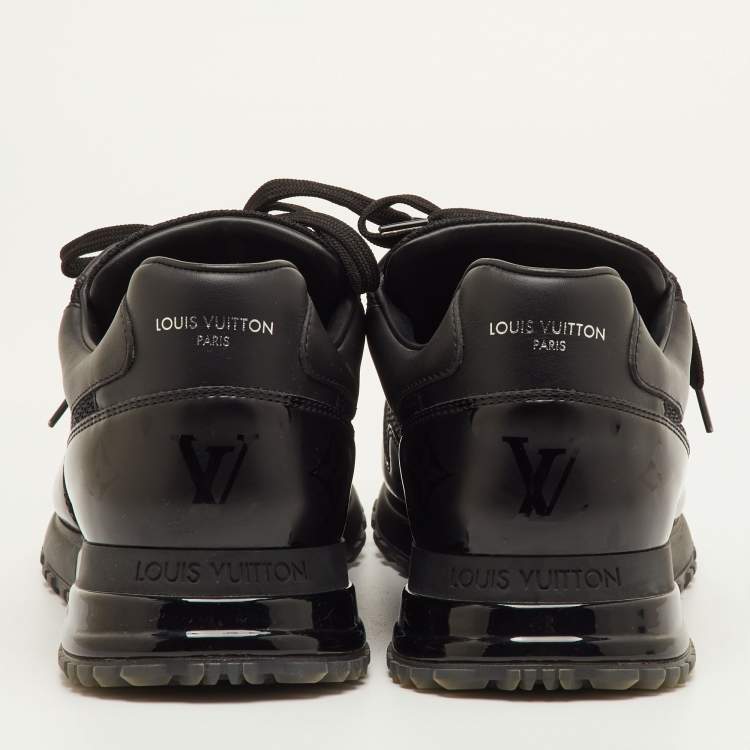 Pre Owned Louis Vuitton Run Away Size 41.5 Black Mesh and Monogram Leather Low Top Sneakers