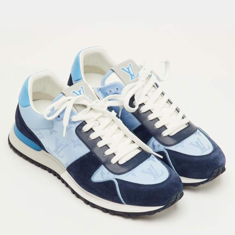 مملوكة مسبقًا Louis Vuitton Run Away Size 41 Blue/Navy Monogram Fabric, Leather and Suede Sneakers