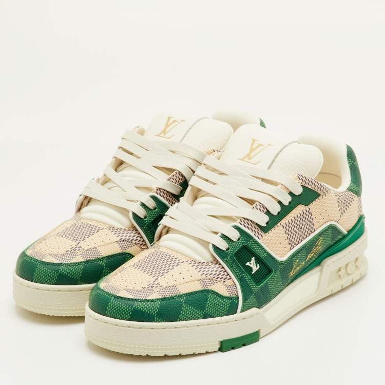 مملوكة مسبقًا Louis Vuitton LV Trainer Size 41 Green/Off White Damier Leather Sneakers