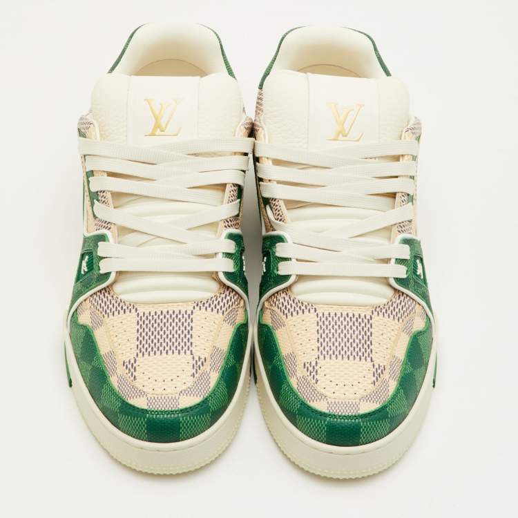 مملوكة مسبقًا Louis Vuitton LV Trainer Size 41 Green/Off White Damier Leather Sneakers