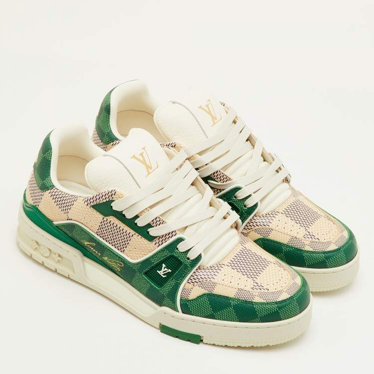 مملوكة مسبقًا Louis Vuitton LV Trainer Size 41 Green/Off White Damier Leather Sneakers