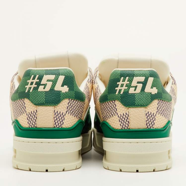 مملوك ة مسبقًا Louis Vuitton LV Trainer Size 41 Green/Off White Damier Leather Sneakers