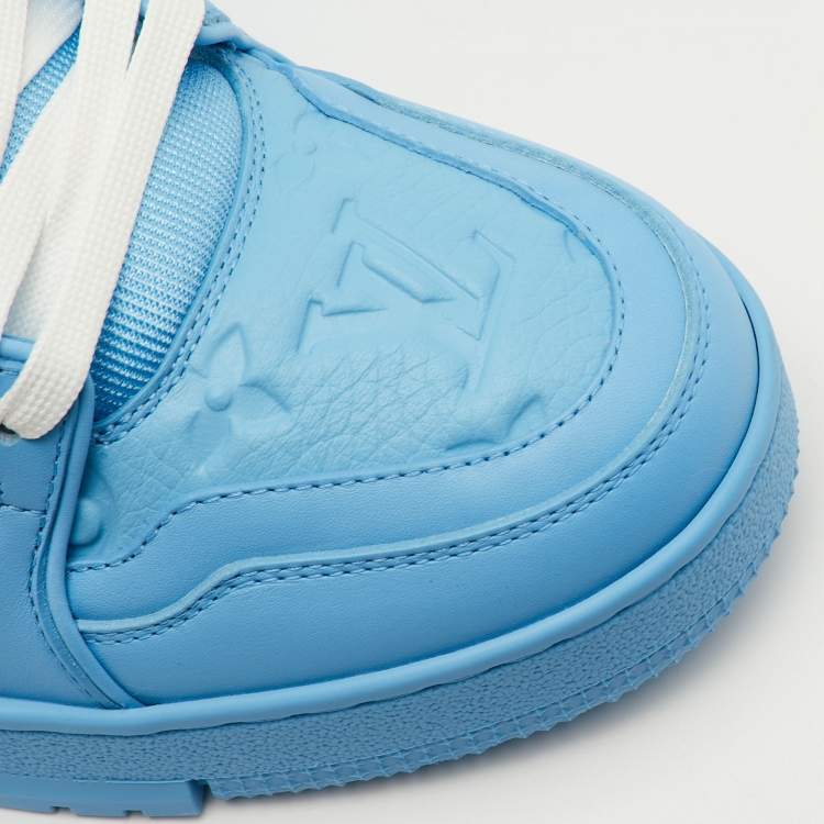 Pre Owned Louis Vuitton LV Trainer Size 41.5 Blue Leather and Fabric Sneakers
