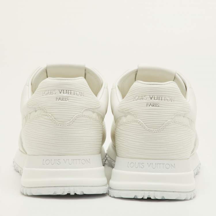 Pre Owned Louis Vuitton Run Away Size 41.5 White Monogram Embossed and Epi Leather Sneakers
