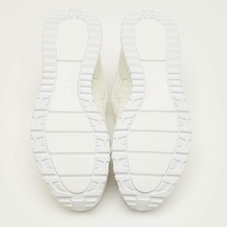 Pre Owned Louis Vuitton Run Away Size 41.5 White Monogram Embossed and Epi Leather Sneakers