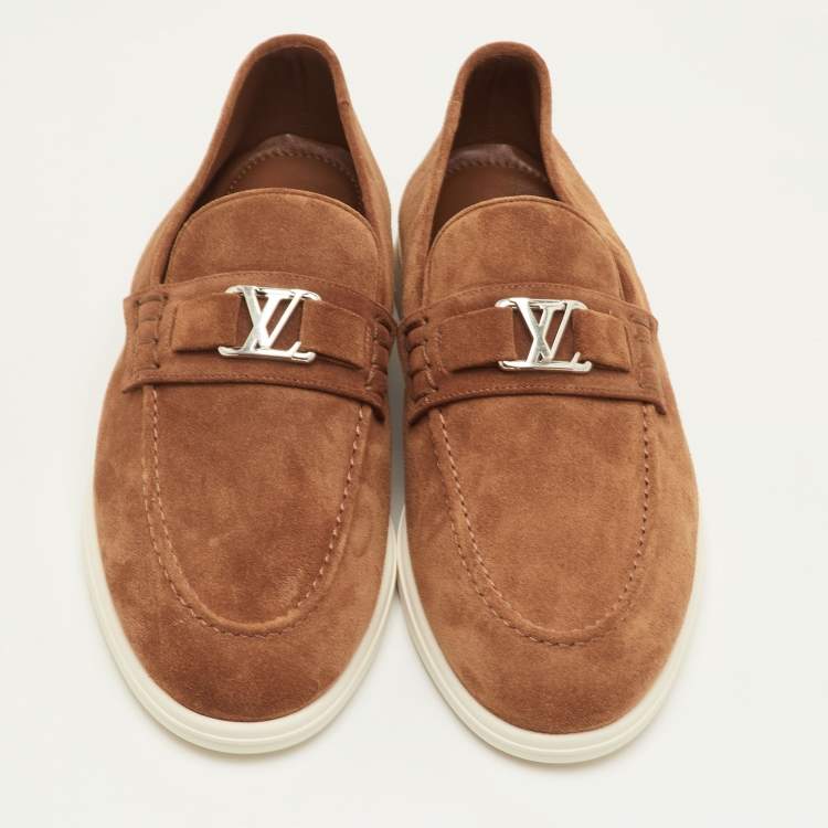 مملوكة مسبقًا Louis Vuitton Estate Size 41.5 Brown Suede Slip On Loafers