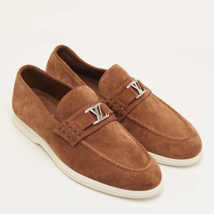 مملوكة مسبقًا Louis Vuitton Estate Size 41.5 Brown Suede Slip On Loafers