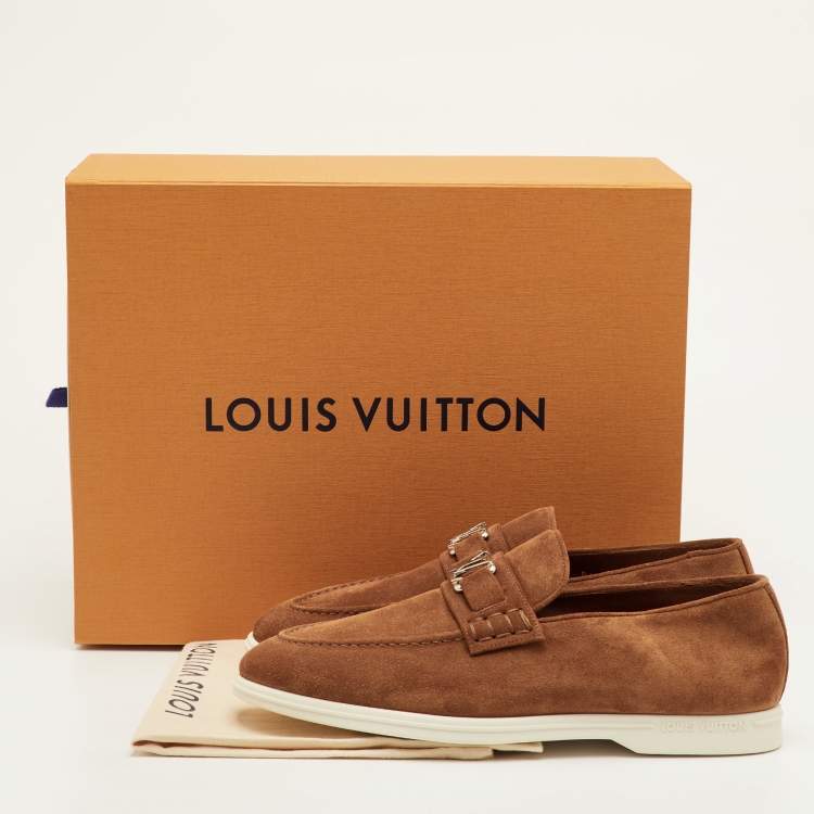 مملوكة مسبقًا Louis Vuitton Estate Size 41.5 Brown Suede Slip On Loafers