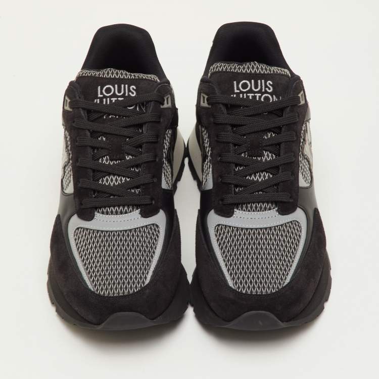 Pre Owned Louis Vuitton Run Away Size 41.5 Black Suede and Mesh Low Top Sneakers