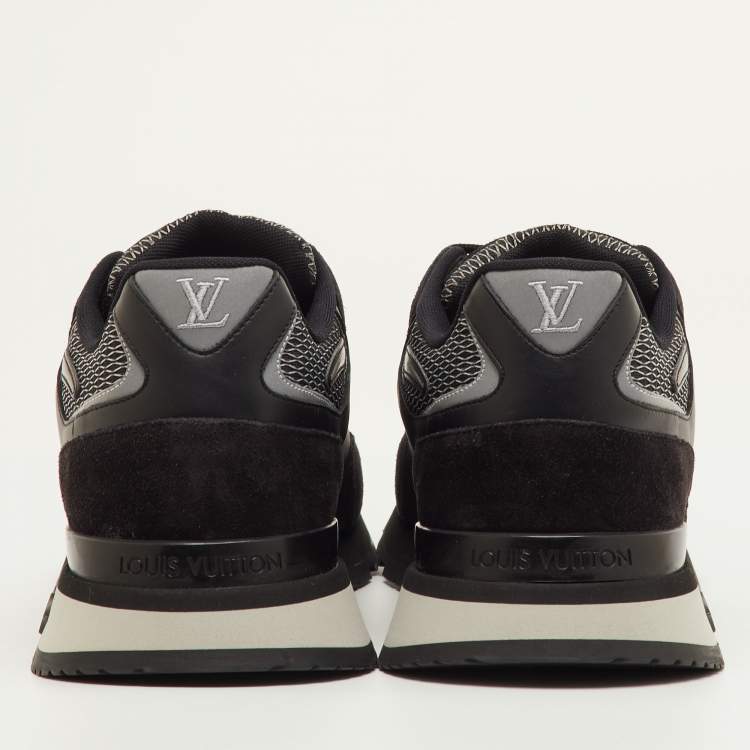 Pre Owned Louis Vuitton Run Away Size 41.5 Black Suede and Mesh Low Top Sneakers