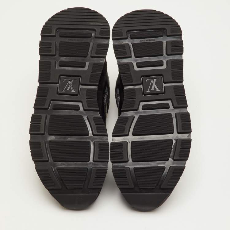 Pre Owned Louis Vuitton Run Away Size 41.5 Black Suede and Mesh Low Top Sneakers