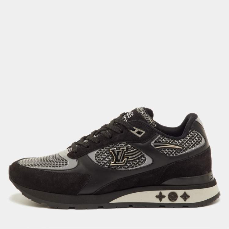 Pre Owned Louis Vuitton Run Away Size 41.5 Black Suede and Mesh Low Top Sneakers